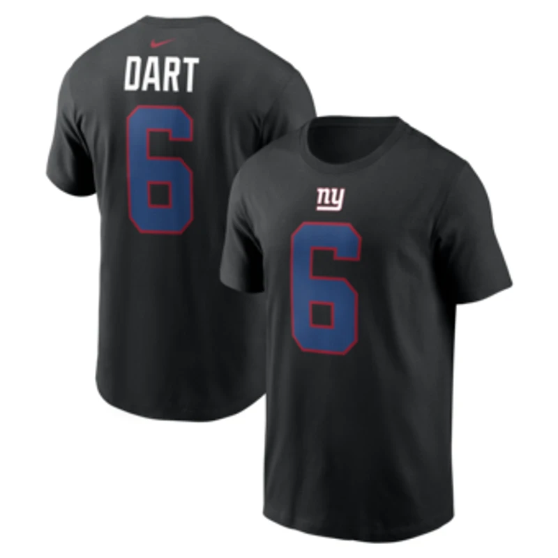 Men's Nike Jaxson Dart Black New York Giants Name & Number T-Shirt