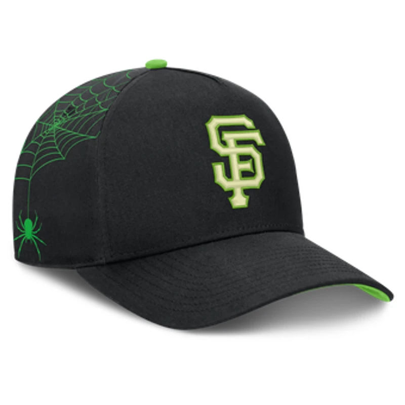 Men's Nike  Black San Francisco Giants Halloween Glow in the Dark Rise Dri-FIT A-Frame Adjustable Hat