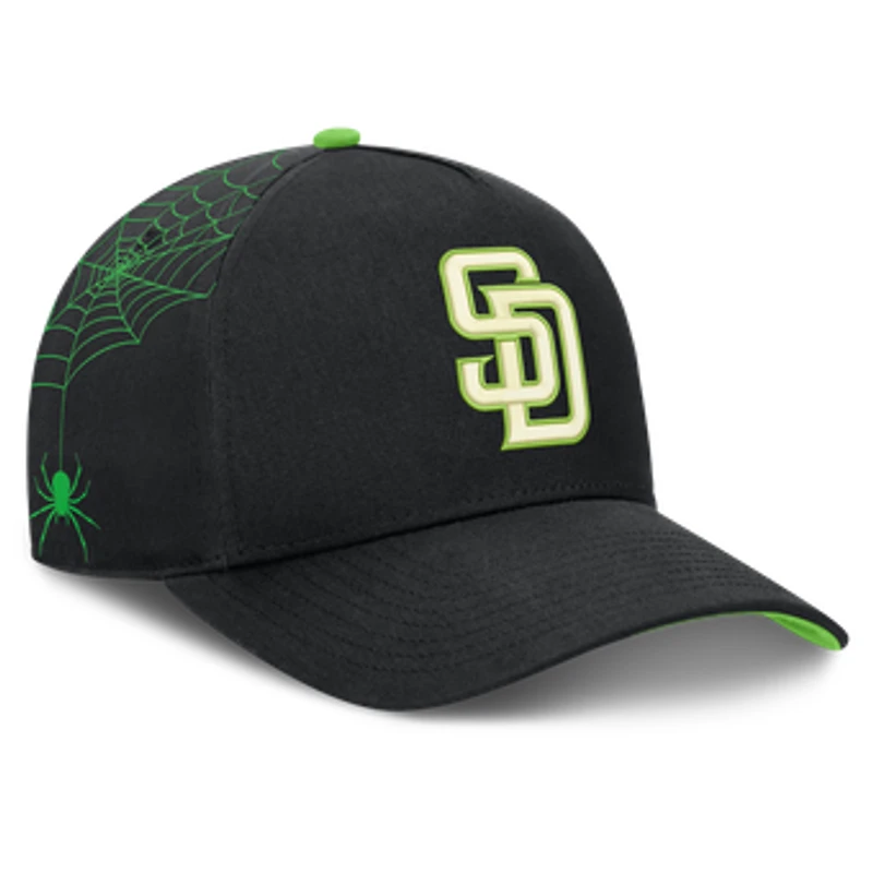 Men's Nike Black San Diego Padres Halloween Glow in the Dark Rise Dri-FIT A-Frame Adjustable Hat