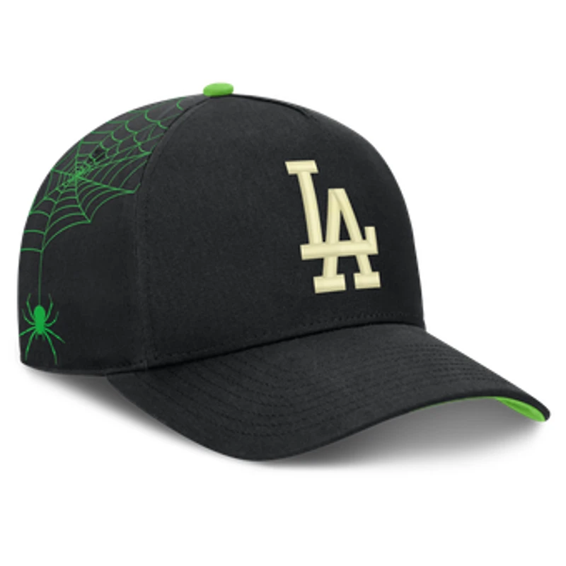 Men's Nike  Black Los Angeles Dodgers Halloween Glow in the Dark Rise Dri-FIT A-Frame Adjustable Hat