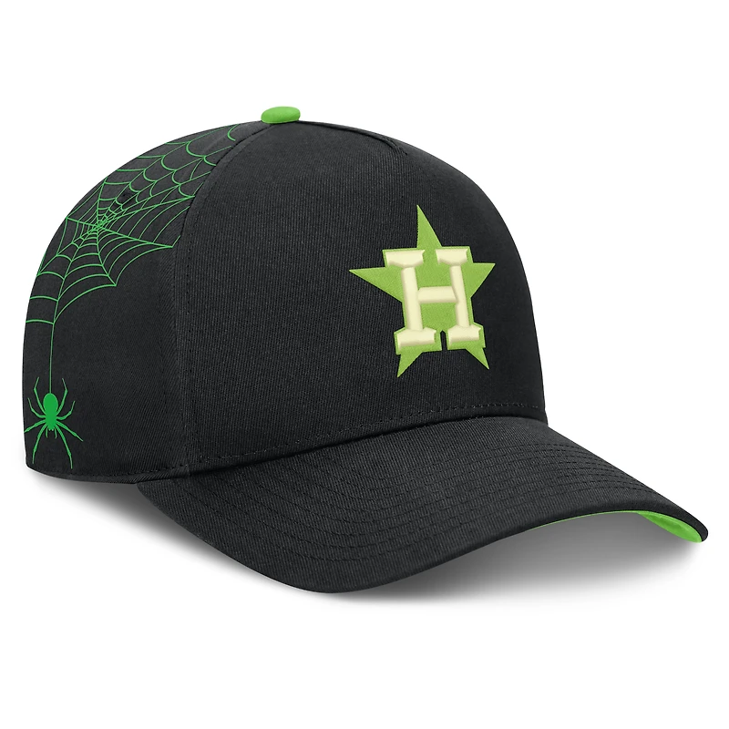 Men's Nike Black Houston Astros Halloween Glow in the Dark Rise Dri-FIT A-Frame Adjustable Hat