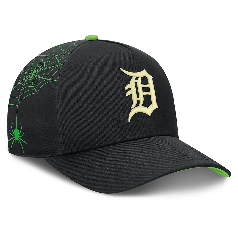 Men's Nike Black Detroit Tigers Halloween Glow in the Dark Rise Dri-FIT A-Frame Adjustable Hat