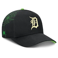 Men's Nike  Black Detroit Tigers Halloween Glow in the Dark Rise Dri-FIT A-Frame Adjustable Hat