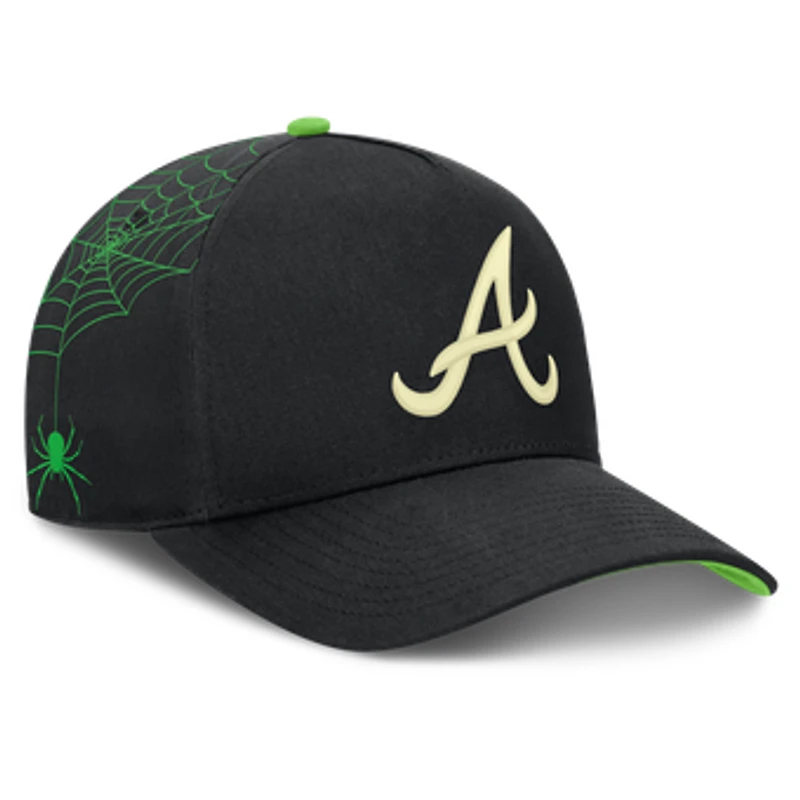 Men's Nike Black Atlanta Braves Halloween Glow in the Dark Rise Dri-FIT A-Frame Adjustable Hat