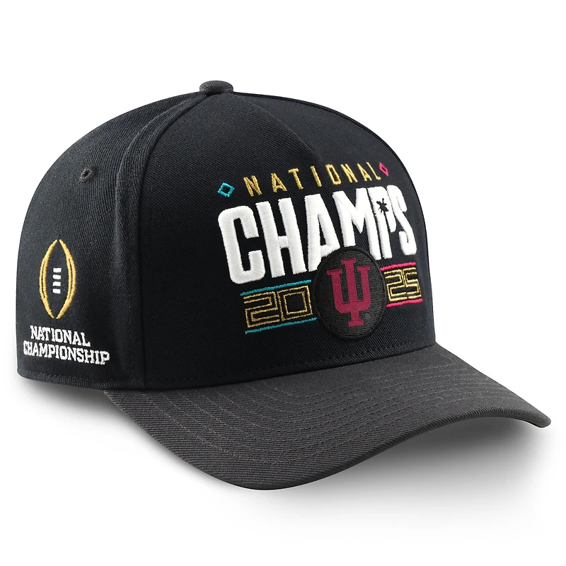 Men's  Black/Anthracite Indiana Hoosiers College Football Playoff 2025 National Champions Locker Room Rise Adjustable Hat