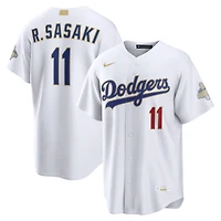 Men's Nike Roki Sasaki White Los Angeles Dodgers 2026 Gold Collection Stadium Jersey