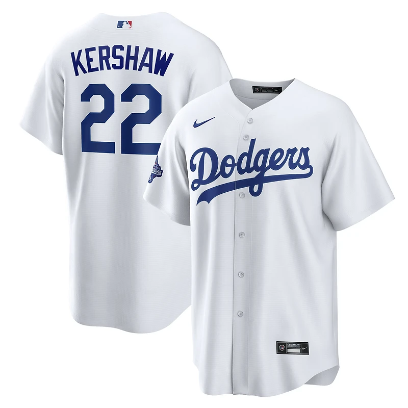 Men's Nike Clayton Kershaw White Los Angeles Dodgers Home 2025 World Series Champions Replica Jersey