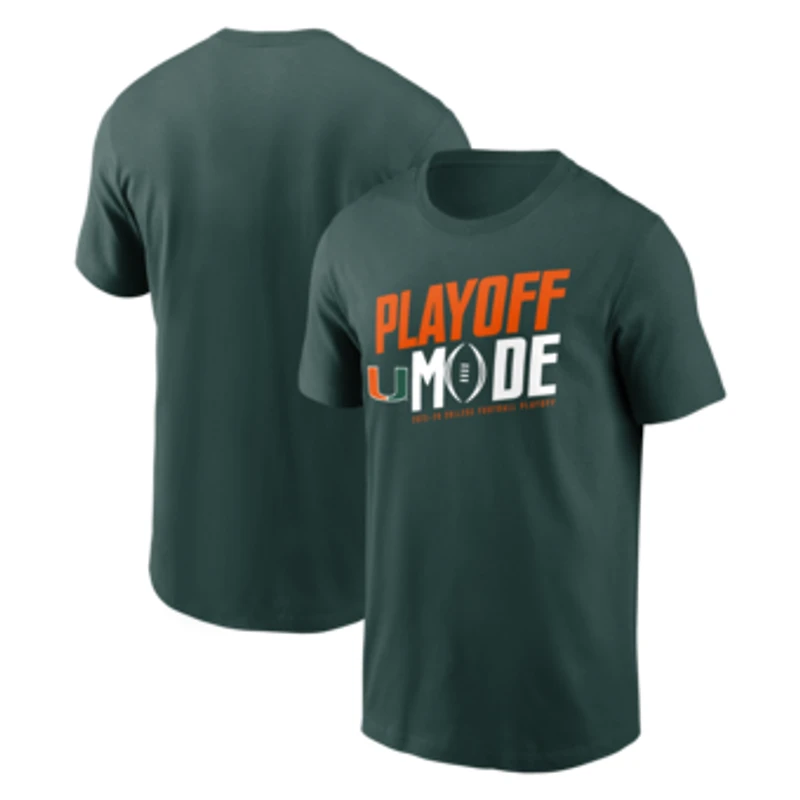 Men's  Green Miami Hurricanes 2025-26 College Football Playoff Pass Protection T-Shirt