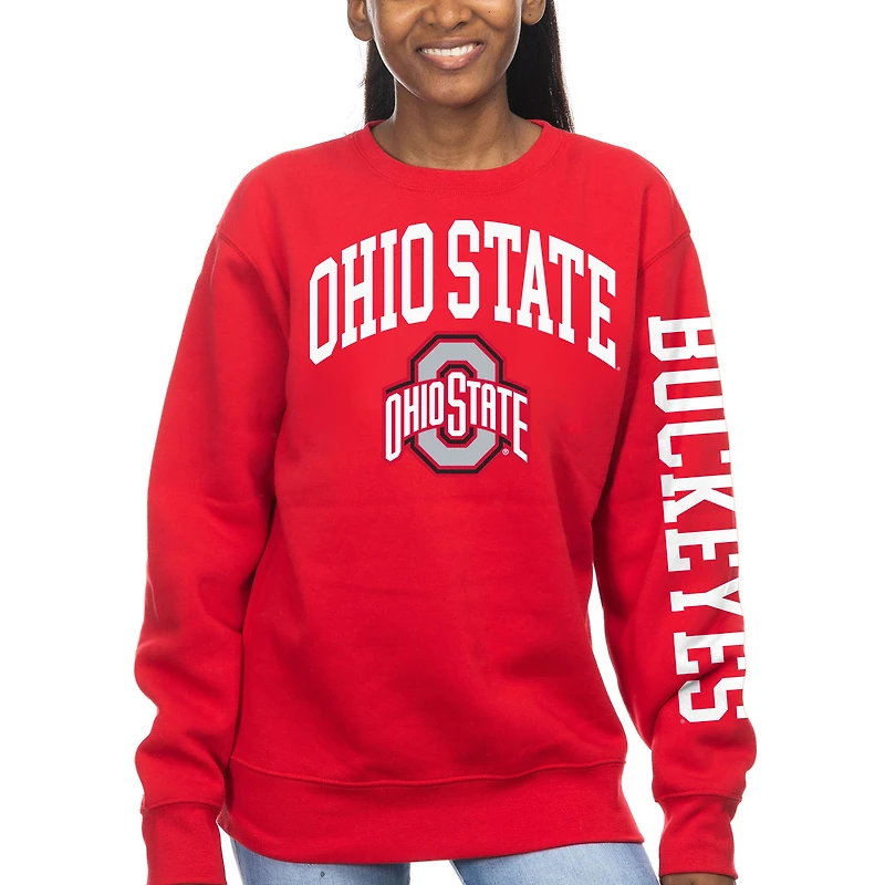 Women's ZooZatz Scarlet Ohio State Buckeyes Fleece Crewneck Pullover Sweatshirt