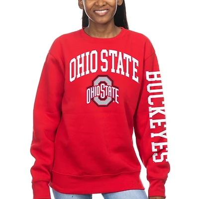 Women's ZooZatz Scarlet Ohio State Buckeyes Fleece Crewneck Pullover Sweatshirt