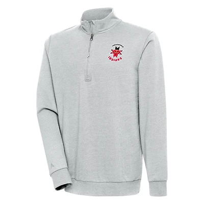 Men's Antigua Heather Gray Indianapolis Indians Action Quarter-Zip Pullover Sweatshirt