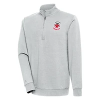 Men's Antigua  Heather Gray Indianapolis Indians Action Quarter-Zip Pullover Sweatshirt