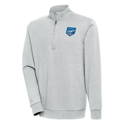 Men's Antigua  Heather Gray Oklahoma City Dodgers Action Quarter-Zip Pullover Sweatshirt