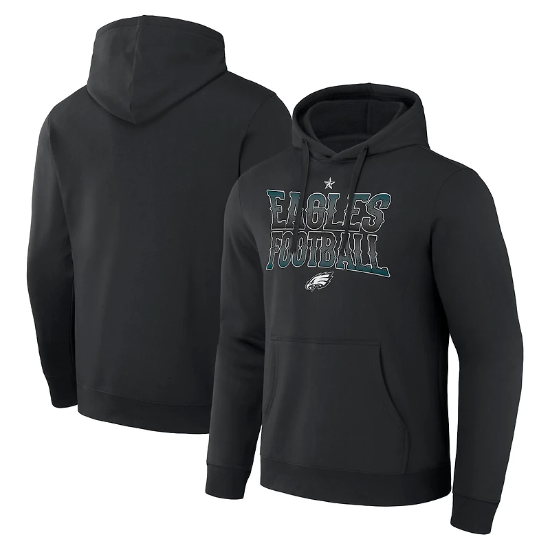 Men's NFL x Darius Rucker Collection by Fanatics  Black Philadelphia Eagles Rock N' Football Pullover Hoodie