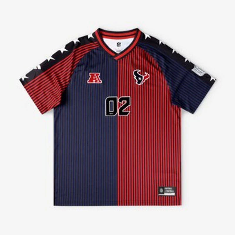 Men's Fanatics Navy/Red Houston Texans Football x Football V-Neck Fan Top