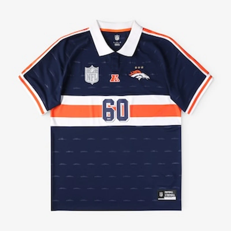 Men's Fanatics Navy Denver Broncos Football x Football Collared Fan Top