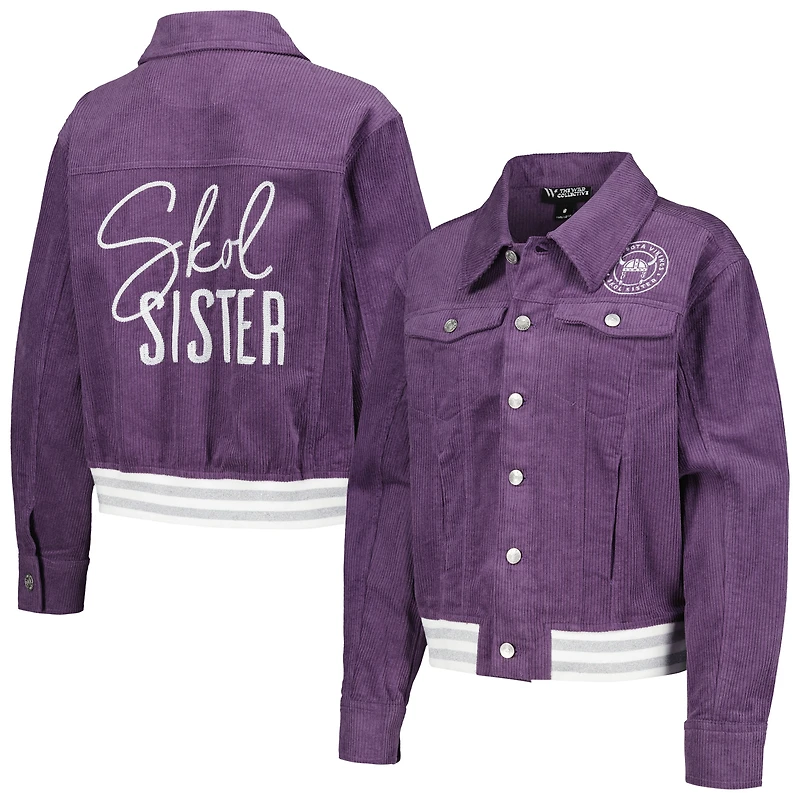 Women's The Wild Collective Purple Minnesota Vikings Corduroy Button-Up Jacket