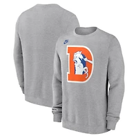 Men's Nike Heather Gray Denver Broncos D Horse Logo Club Sweatshirt