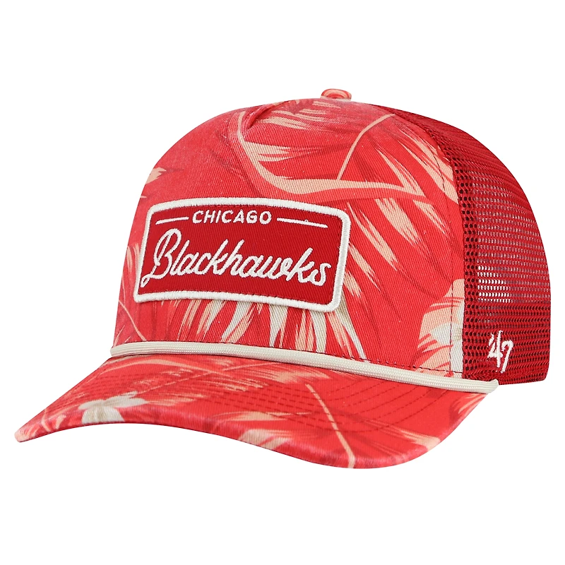 Men's '47 Red Chicago Blackhawks Tropicalia Allover Print Trucker Adjustable Hat