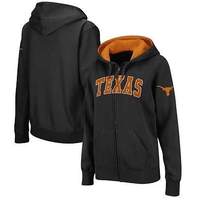 Women's Colosseum  Black Texas Longhorns Arched Name Full-Zip Hoodie