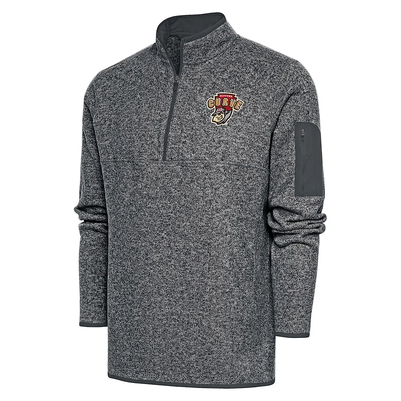 Men's Antigua  Heather Charcoal Altoona Curve Fortune Quarter-Zip Pullover Jacket