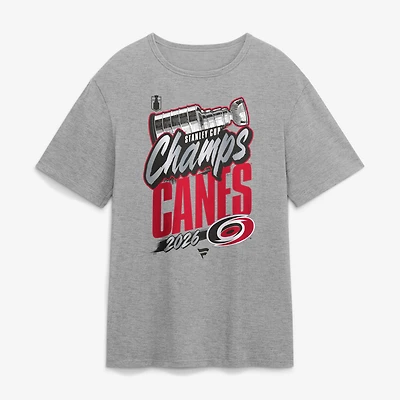 Men's Fanatics Steel Carolina Hurricanes 2026 Stanley Cup Champions Replica Locker Room T-Shirt
