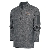 Men's Antigua  Heather Charcoal Inland Empire 66ers Fortune Quarter-Zip Pullover Jacket