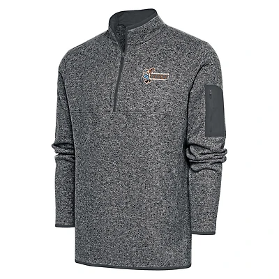 Men's Antigua  Heather Charcoal Inland Empire 66ers Fortune Quarter-Zip Pullover Jacket