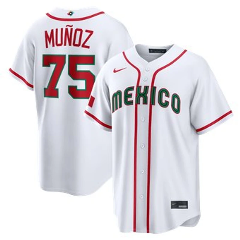 Men's Nike Andrés Muñoz White Mexico Baseball 2026 World Baseball Classic Home Stadium Jersey