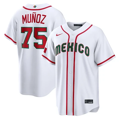 Men's Nike Andrés Muñoz White Mexico Baseball 2026 World Baseball Classic Home Stadium Jersey