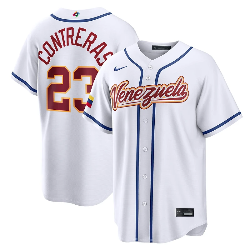 Men's Nike William Contreras White Venezuela Baseball 2026 World Baseball Classic Home Stadium Jersey