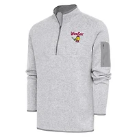 Men's Antigua  Heather Gray Worcester Red Sox Fortune Quarter-Zip Pullover Jacket