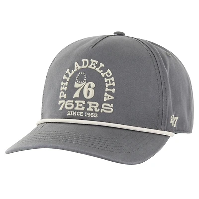 Men's '47  Charcoal Philadelphia 76ers Canyon Ranchero Hitch Adjustable Hat