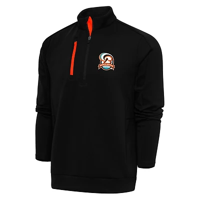 Men's Antigua  Black Bowie Baysox Generation Quarter-Zip Pullover Top