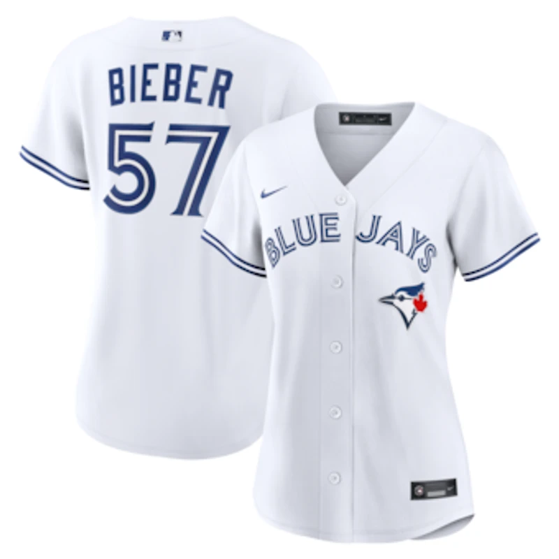 Women's Nike Shane Bieber White Toronto Blue Jays Home Replica Jersey
