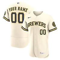 Men's Nike Cream Milwaukee Brewers Home Authentic Custom Jersey