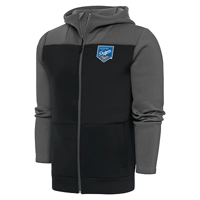 Men's Antigua  Steel/Gray Oklahoma City Dodgers Protect Full-Zip Hoodie