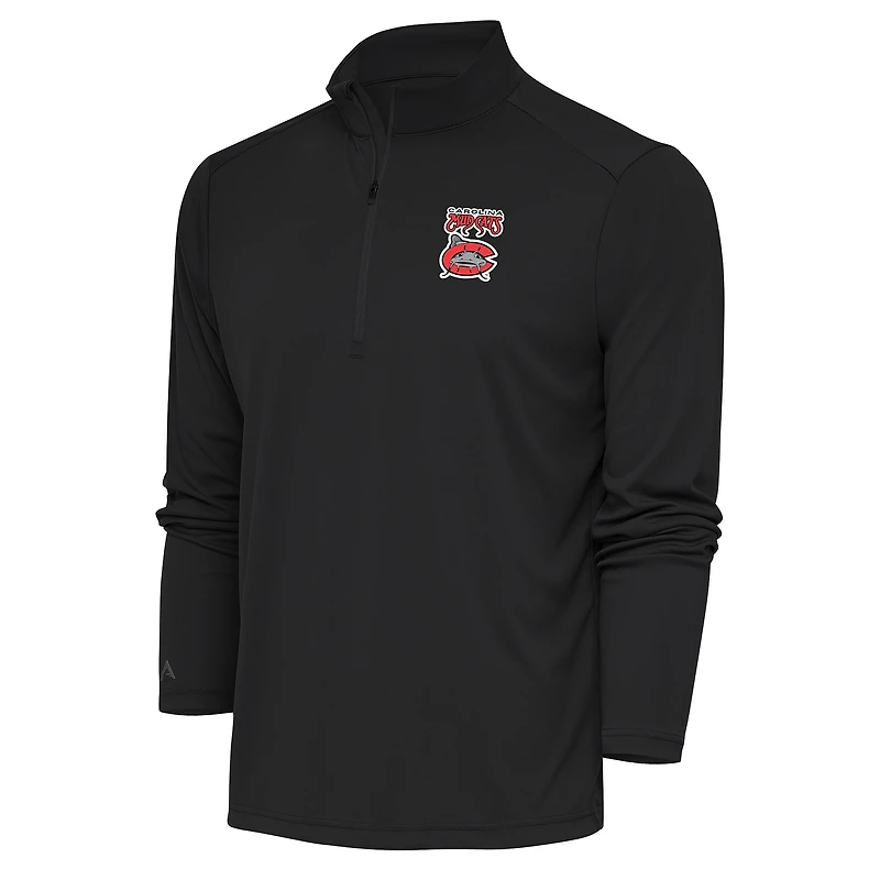 Men's Antigua  Charcoal Carolina Mudcats Tribute Quarter-Zip Pullover Top