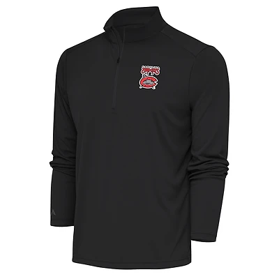 Men's Antigua  Charcoal Carolina Mudcats Tribute Quarter-Zip Pullover Top