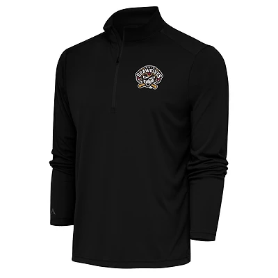 Men's Antigua  Black Erie SeaWolves Tribute Quarter-Zip Pullover Top