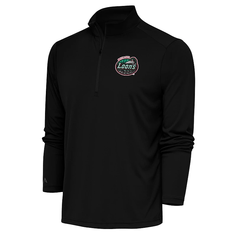 Men's Antigua  Black Great Lakes Loons Tribute Quarter-Zip Pullover Top
