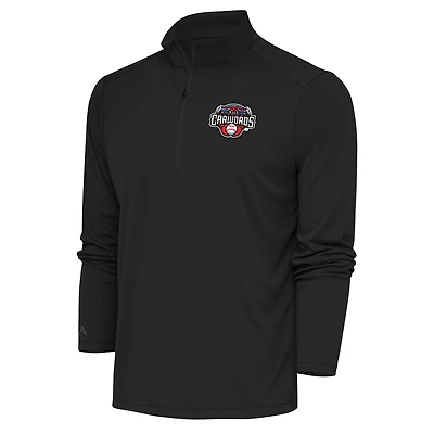 Men's Antigua  Charcoal Hickory Crawdads Tribute Quarter-Zip Pullover Top