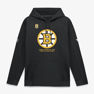 Men's Fanatics Black Boston Bruins 2026 Stanley Cup Playoffs Authentic Pro Rink Fly Fleece Hoodie