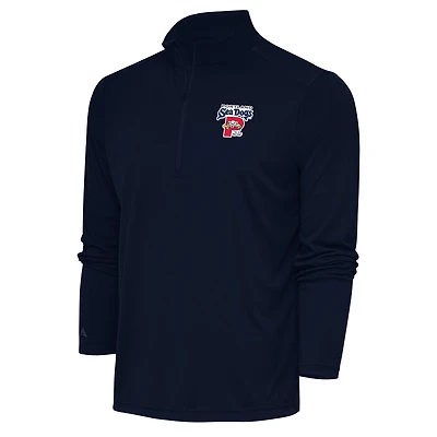 Men's Antigua  Navy Portland Sea Dogs Tribute Quarter-Zip Pullover Top