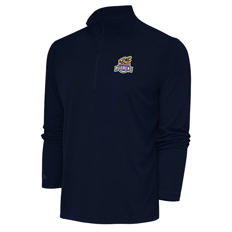 Men's Antigua  Navy Toledo Mud Hens Tribute Quarter-Zip Pullover Top