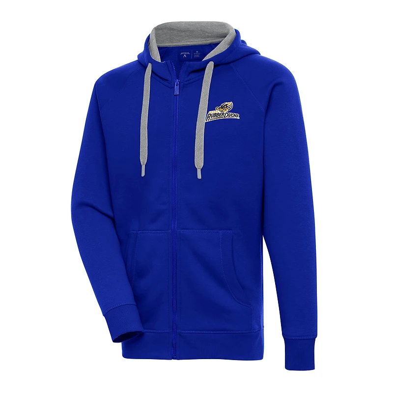 Men's Antigua  Royal Akron RubberDucks Victory Full-Zip Hoodie