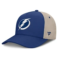 Men's Fanatics Blue/Tan Tampa Bay Lightning 2026 Stanley Cup Playoffs Locker Room Adjustable Hat