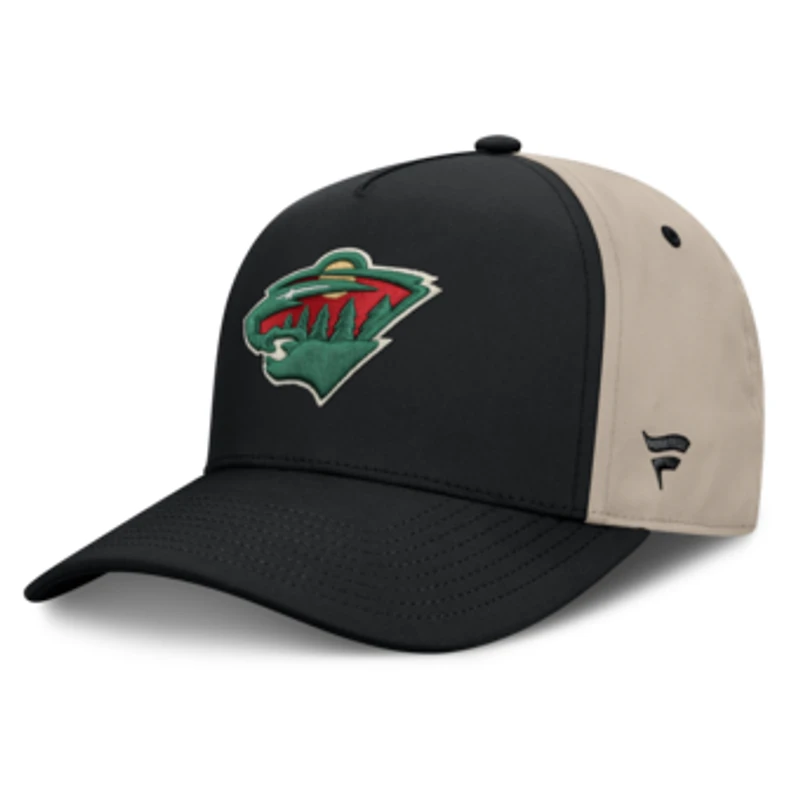 Men's Fanatics Black/Tan Minnesota Wild 2026 Stanley Cup Playoffs Locker Room Adjustable Hat