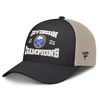 Men's Fanatics Black/Tan Buffalo Sabres 2026 Atlantic Division Champions Locker Room Trucker Adjustable Hat