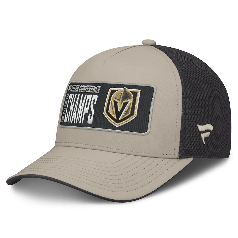 Men's Fanatics Light Beige/Black Vegas Golden Knights 2026 NHL Western Conference Champions Locker Room Trucker Adjustable Hat